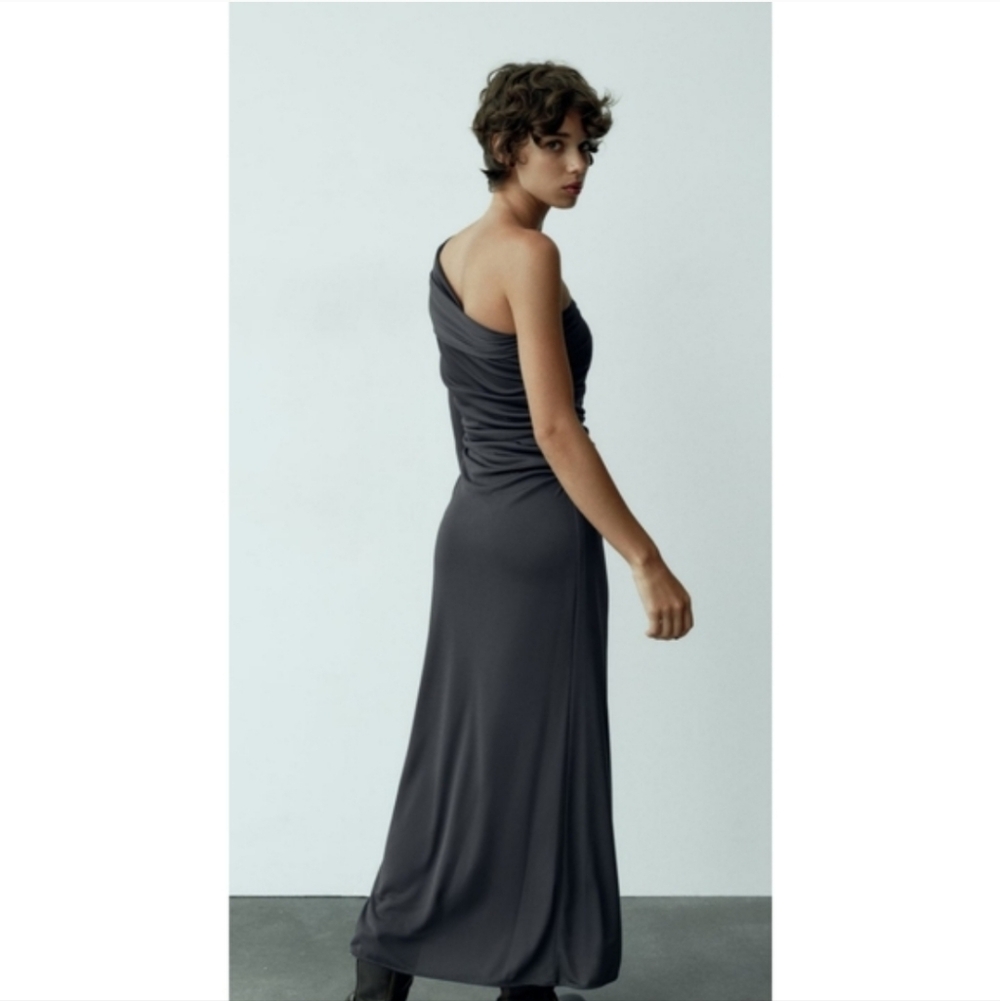 ZARA ASYMMETRICAL DRESS GRAY SIZE S - Picture 9 of 13